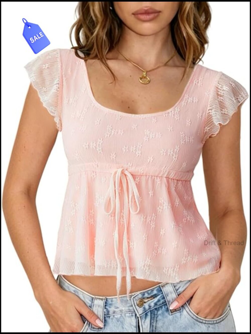 Square Neck Peplum Top with Ruffle Hem Cap Sleeve Y2k Blouse